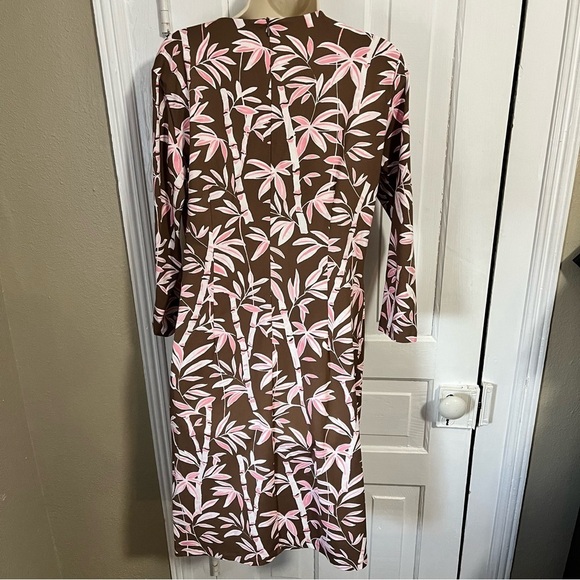 J. Mclaughlin Sophia Catalina Cloth Sheath Dress Brown Pink Bamboo Large K - Picture 3 of 7